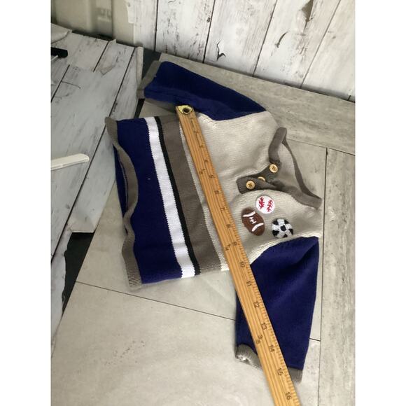 Baby Sports Themed Chunky Knit Striped NICE LONGSLEEVE Sweater L11/W10 - Picture 4 of 4